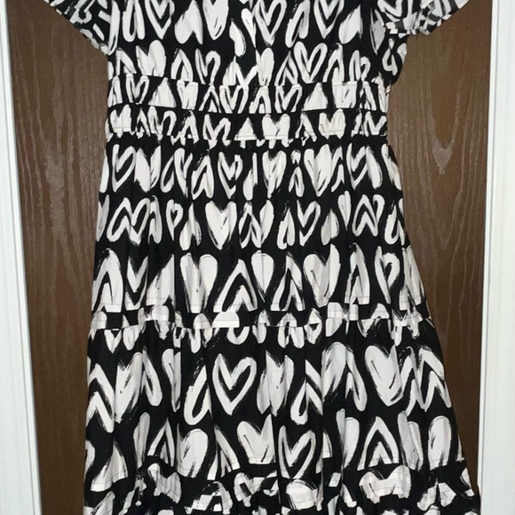 By Anthropologie The Somerset Maxi Dress Black and White Hearts XLP - Picture 5 of 5
